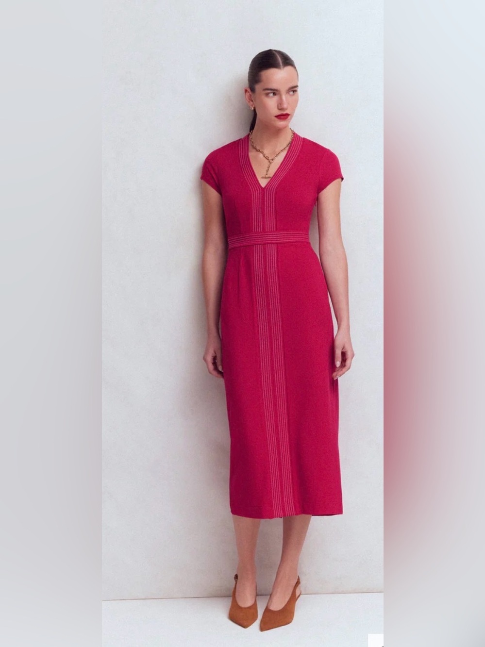 Boden Pink Topstitch Ponte Dress size 20